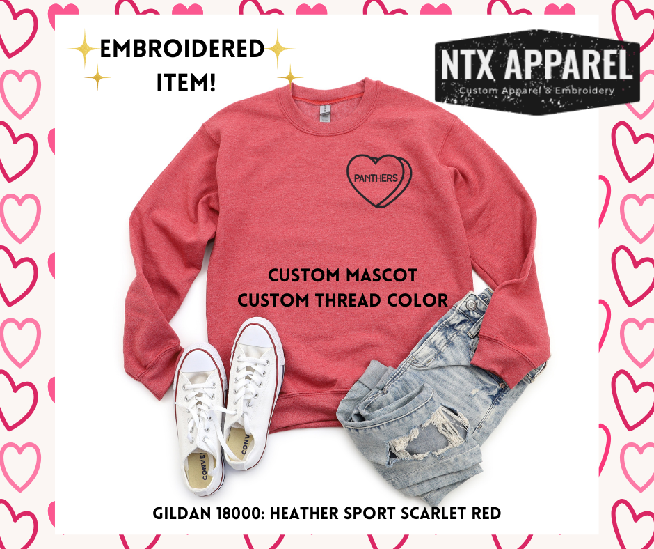 Candy Heart Custom Mascot Crewneck Sweatshirt