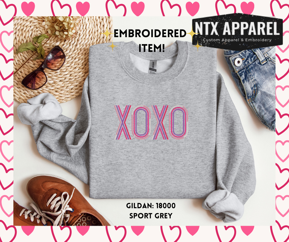 XOXO Embroidered Crewneck Sweatshirt