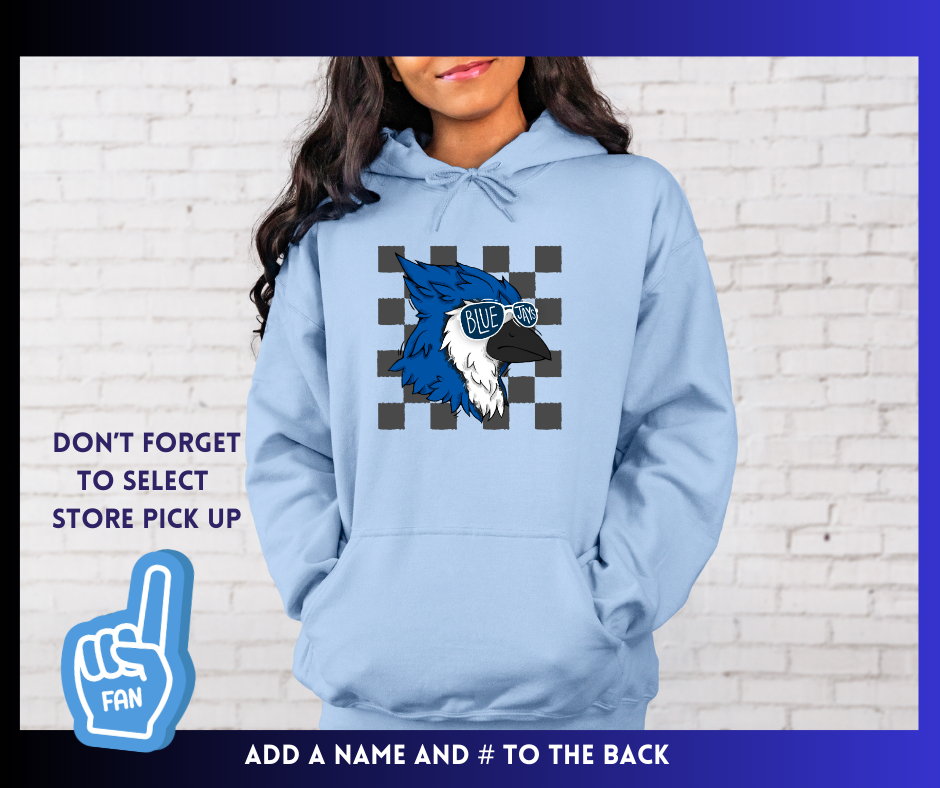 Blue Jays Checkered: Adult Hoodie