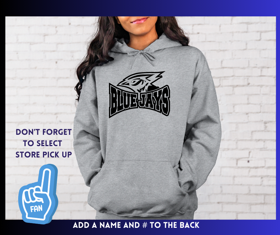 Blue Jays Black Print : Adult Hoodie