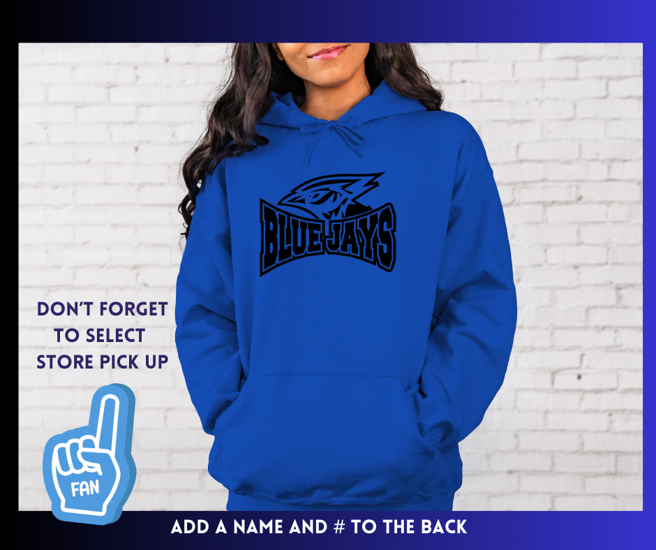 Blue Jays Black Print : Adult Hoodie
