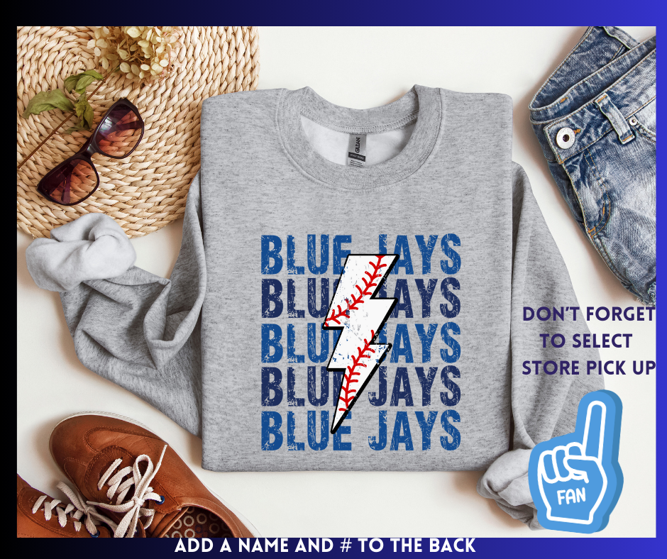 Blue Jays Lightning Strike: Adult Crewneck Sweatshirt