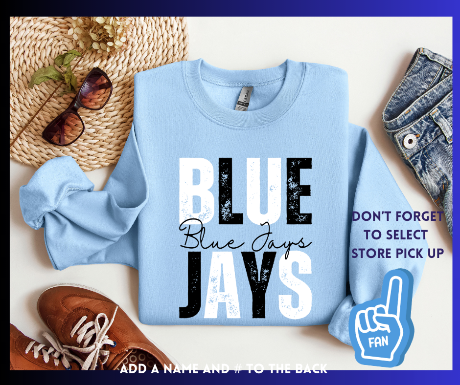 Blue Jays Black & White: Adult Crewneck Sweatshirt