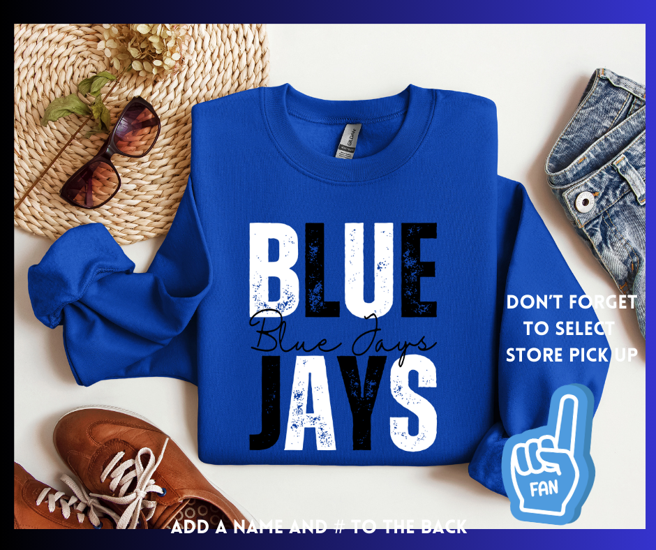 Blue Jays Black & White: Adult Crewneck Sweatshirt