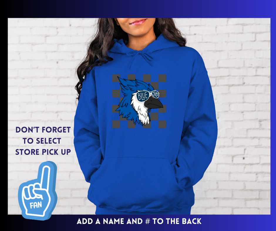 Blue Jays Checkered: Adult Hoodie