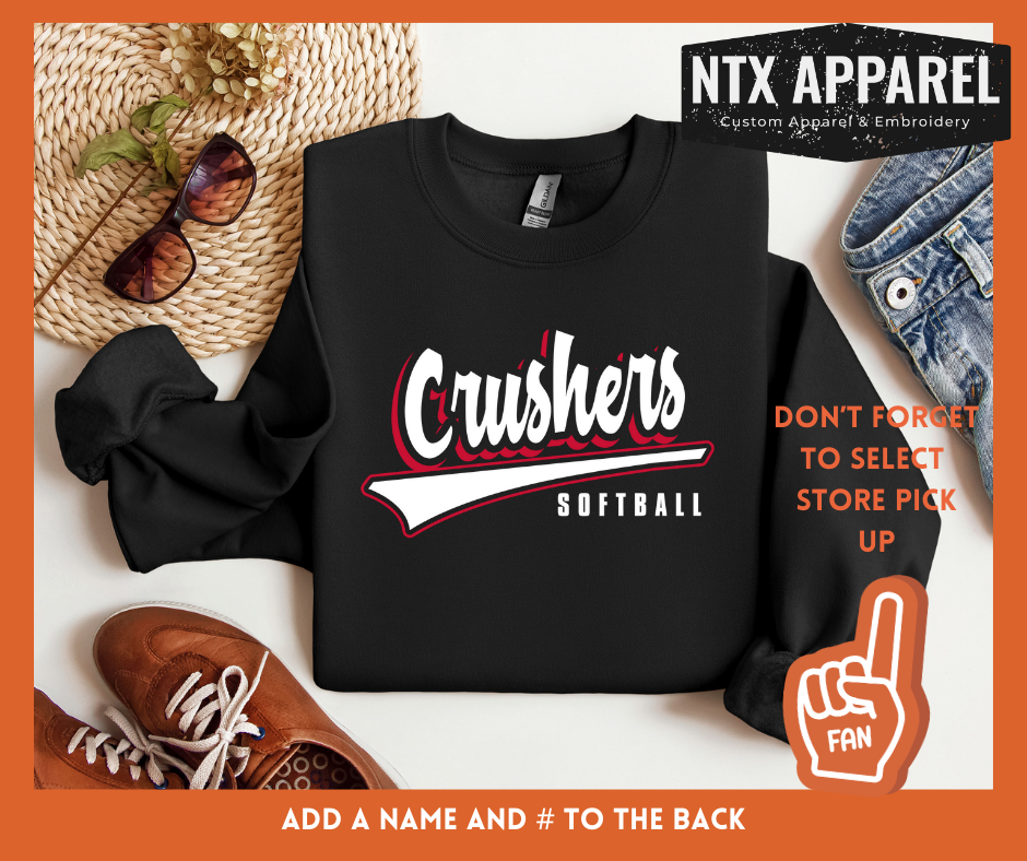 Crushers Red & Black: Adult Crewneck Sweatshirt