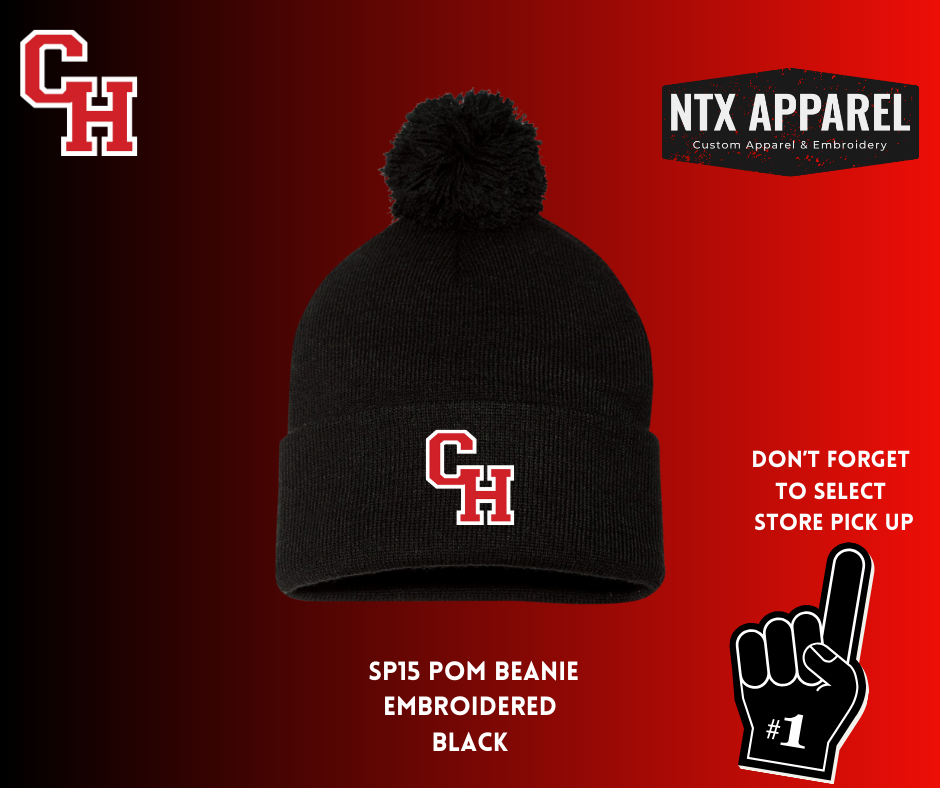 CHHS Baseball Embroidered Pom Beanie