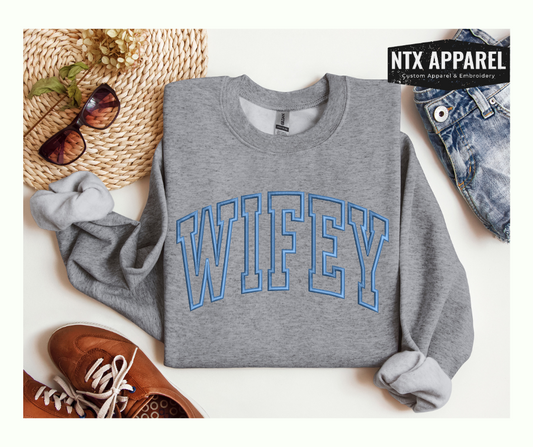 Basic Wifey Embroidered Crewneck Sweatshirt