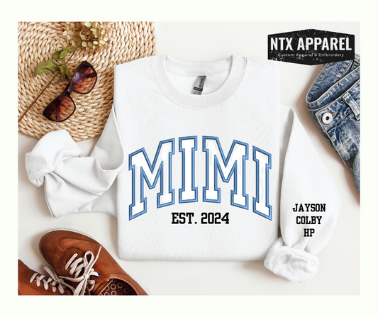 Custom Mimi Embroidered Crewneck Sweatshirt