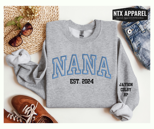 Custom Nana Embroidered Crewneck Sweatshirt