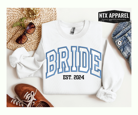 Custom Bride Embroidered Crewneck Sweatshirt