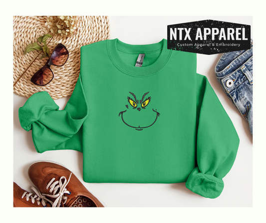 Grinch Embroidered Crewneck Sweatshirt