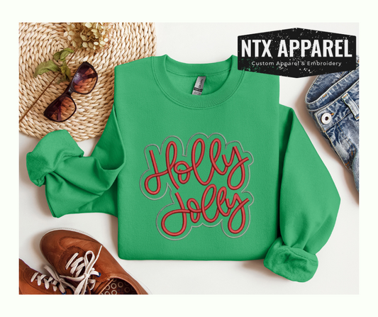 Holly Jolly Embroidered Crewneck Sweatshirt