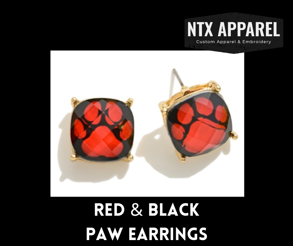 Red & Black Paw Earrings