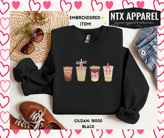 Iced Coffee Embroidered Crewneck Sweatshirt