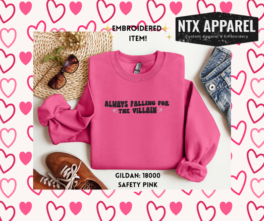 Book Tok Villains Embroidered Crewneck Sweatshirt