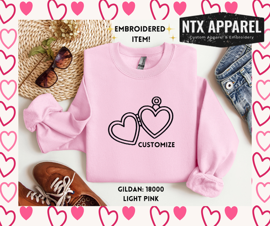 Double Locket Embroidered Crewneck Sweatshirt