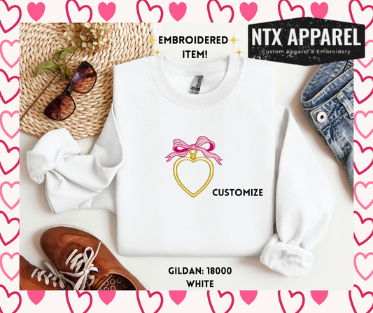 Single Gold Locket Embroidered Crewneck Sweatshirt