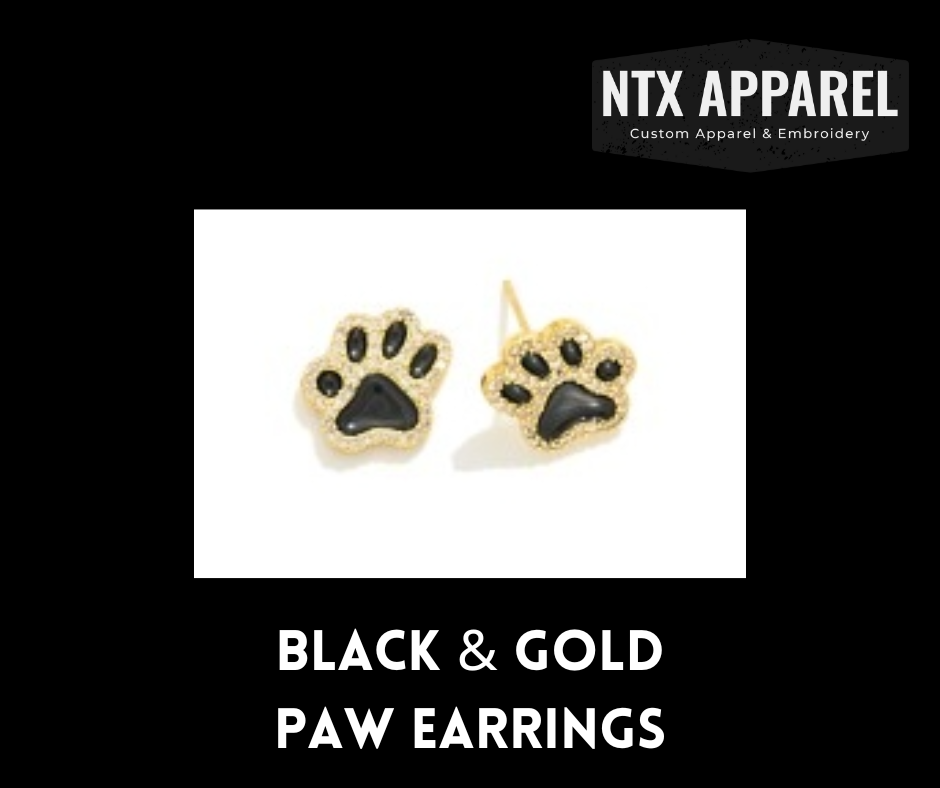 Black & Gold Paw Print Earrings