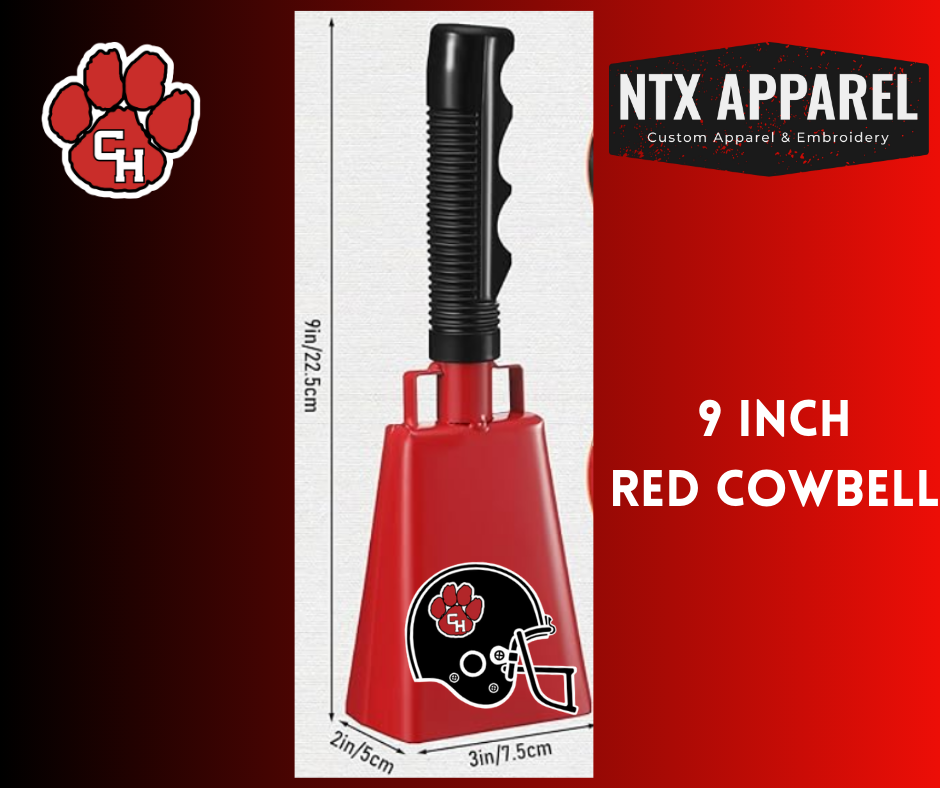 Panther Football Red Cowbell