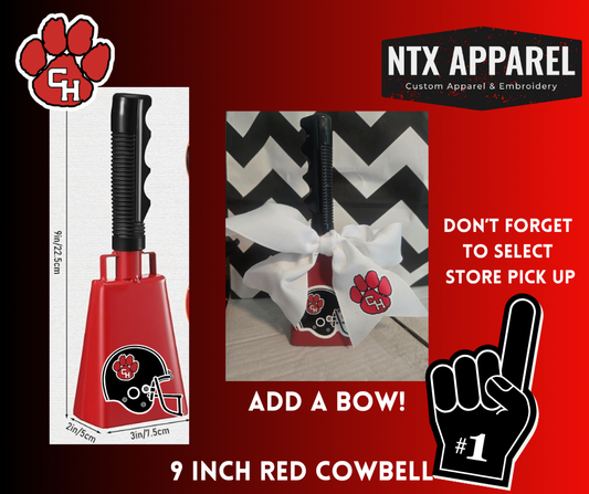 Panther Football Red Cowbell