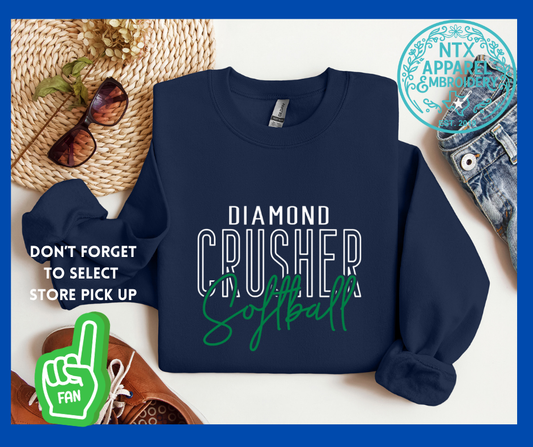 Diamond Crushers Softball:  Adult Crewneck Sweatshirt