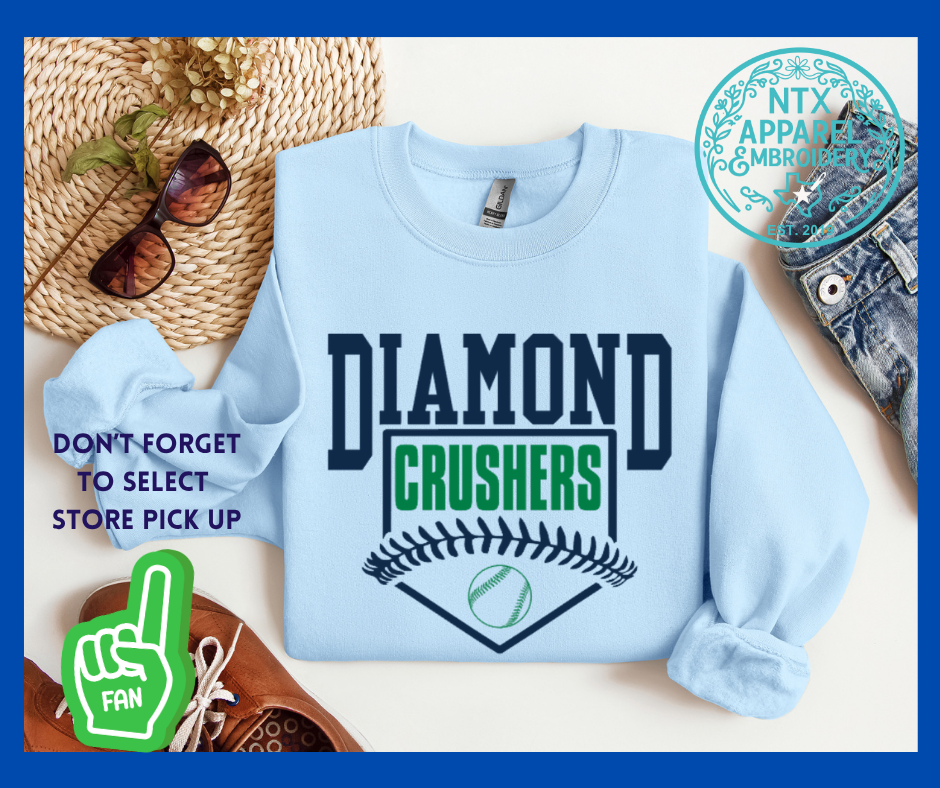 Diamond Crushers Home Run:  Adult Crewneck Sweatshirt