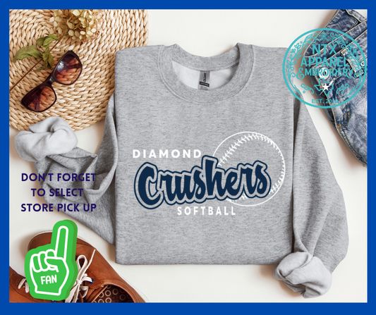 Diamond Crushers Base Runner:  Adult Crewneck Sweatshirt
