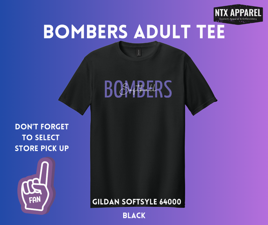 Purple & White Bombers: Adult T-Shirt