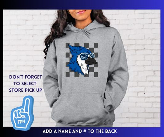 Blue Jays Checkered: Adult Hoodie