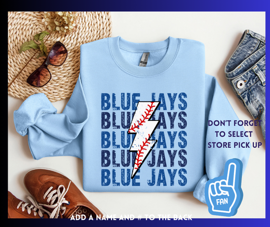 Blue Jays Lightning Strike: Adult Crewneck Sweatshirt