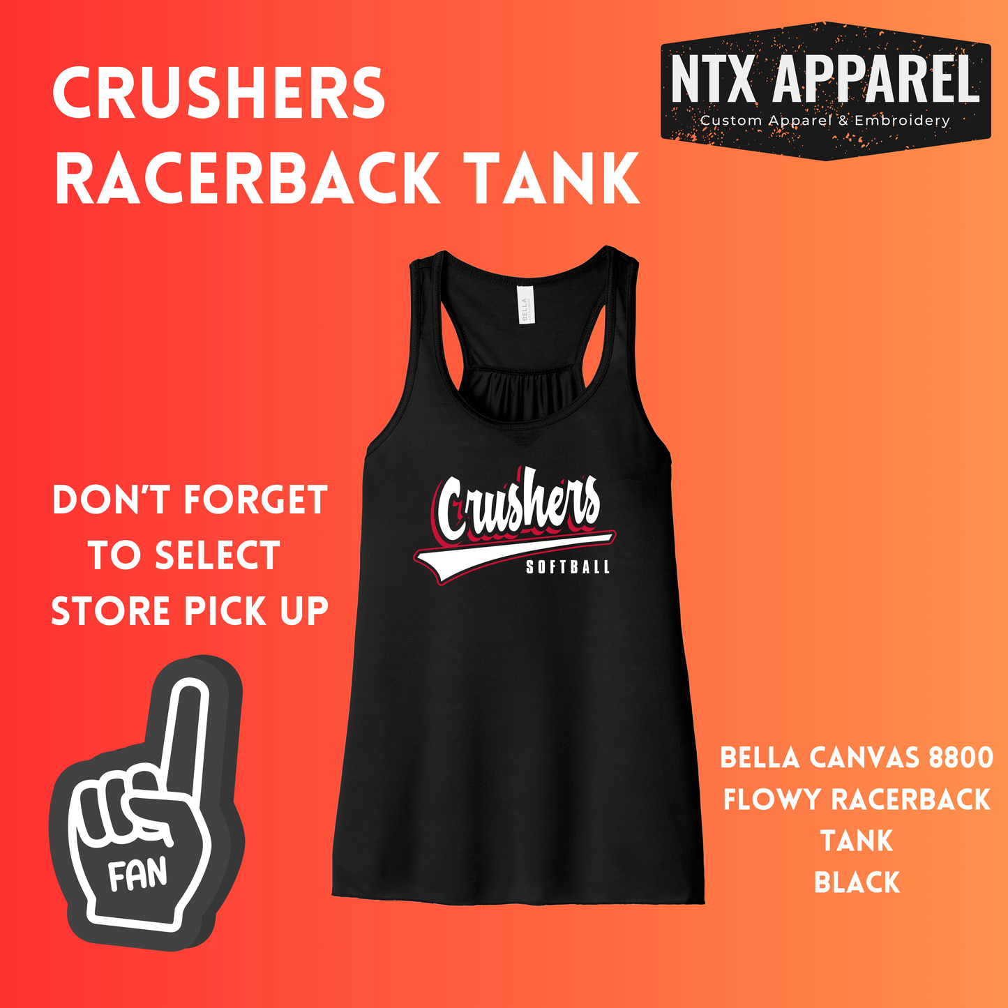 Crushers Red & Black: Adult Flowy Racerback Tank Top