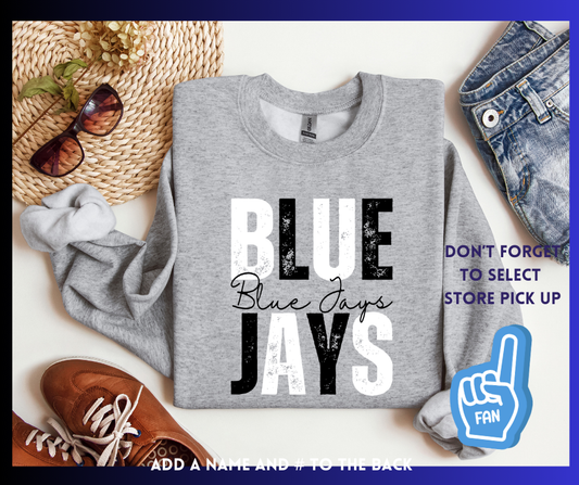 Blue Jays Black & White: Adult Crewneck Sweatshirt