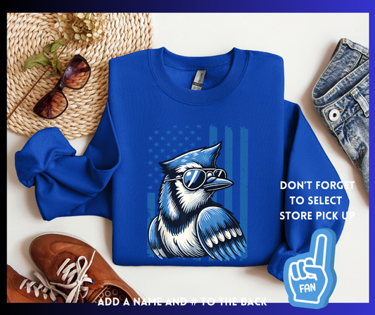 Blue Jays Patriotic: Adult Crewneck Sweatshirt