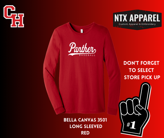 CHHS Baseball Panther Script Long Sleeved T-Shirt