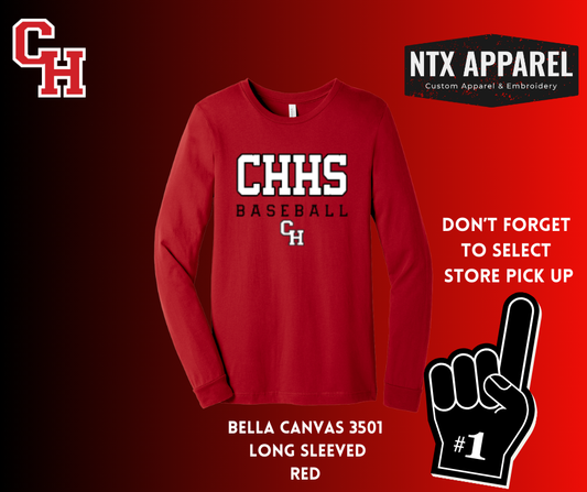 CHHS Baseball Bold Long Sleeved T-Shirt
