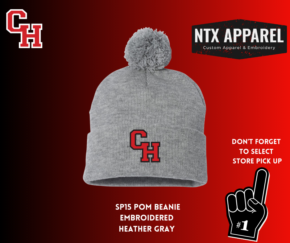CHHS Baseball Embroidered Pom Beanie