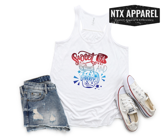 Sweet Tea & Liberty- Flowy Racerback Tank