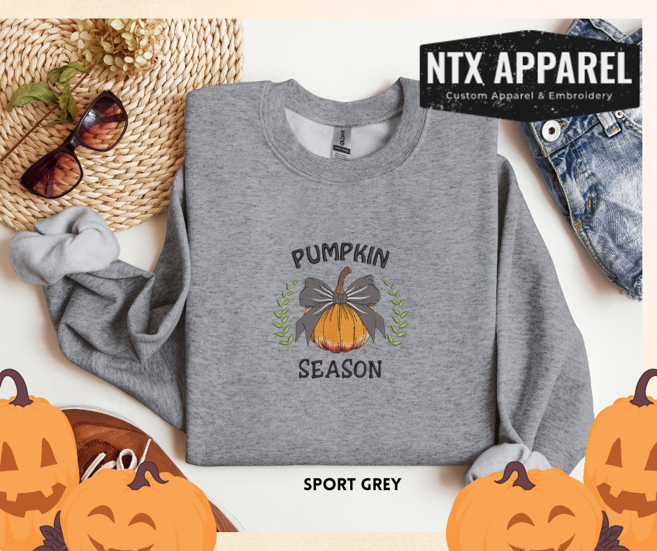 Pumpkin Season- Embroidered Crewneck Sweatshirt